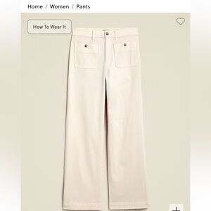 J. Crew Sailor slim wide-leg chino pant, sz 27, “natural”